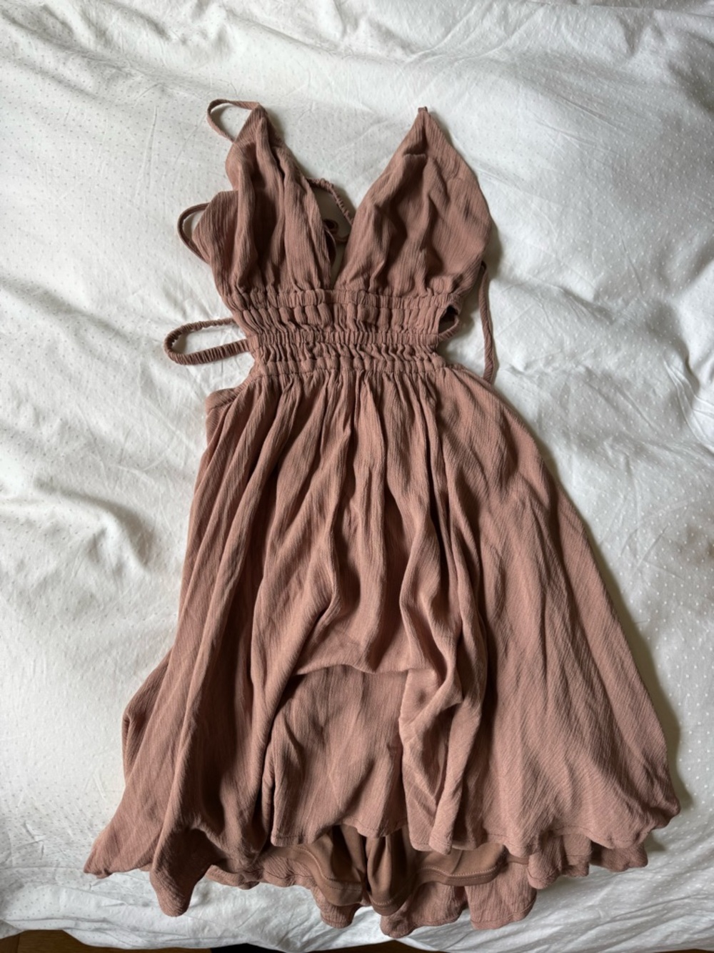 Lovely Day Rose-Taupe Elastic Waist Sundress NWT